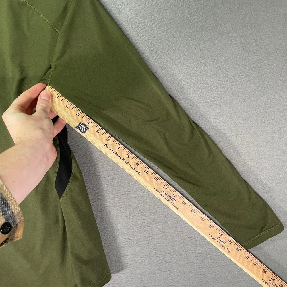 Compression Shirt Mens Medium Olive Green Long Sleeve Athletic Stretch - Picture 6 of 7